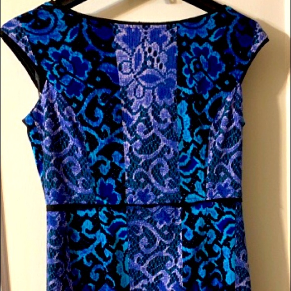 Maggie London Black, blue multi color dress.  Last call donating on Monday!